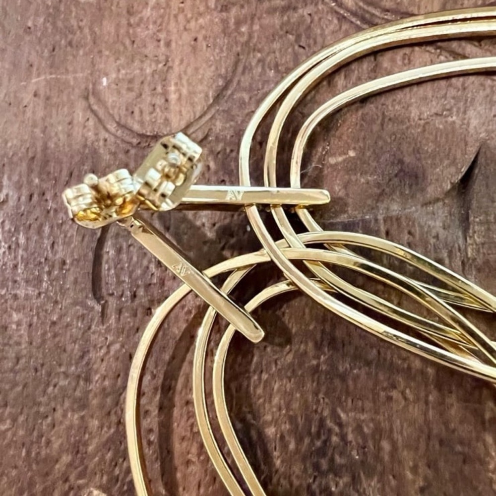 Large Gold Dangle Statement Earrings. Layered Gol… - image 6